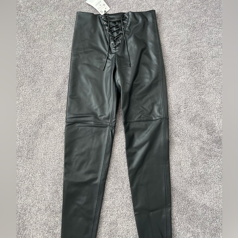 Zara lace up faux leather pants